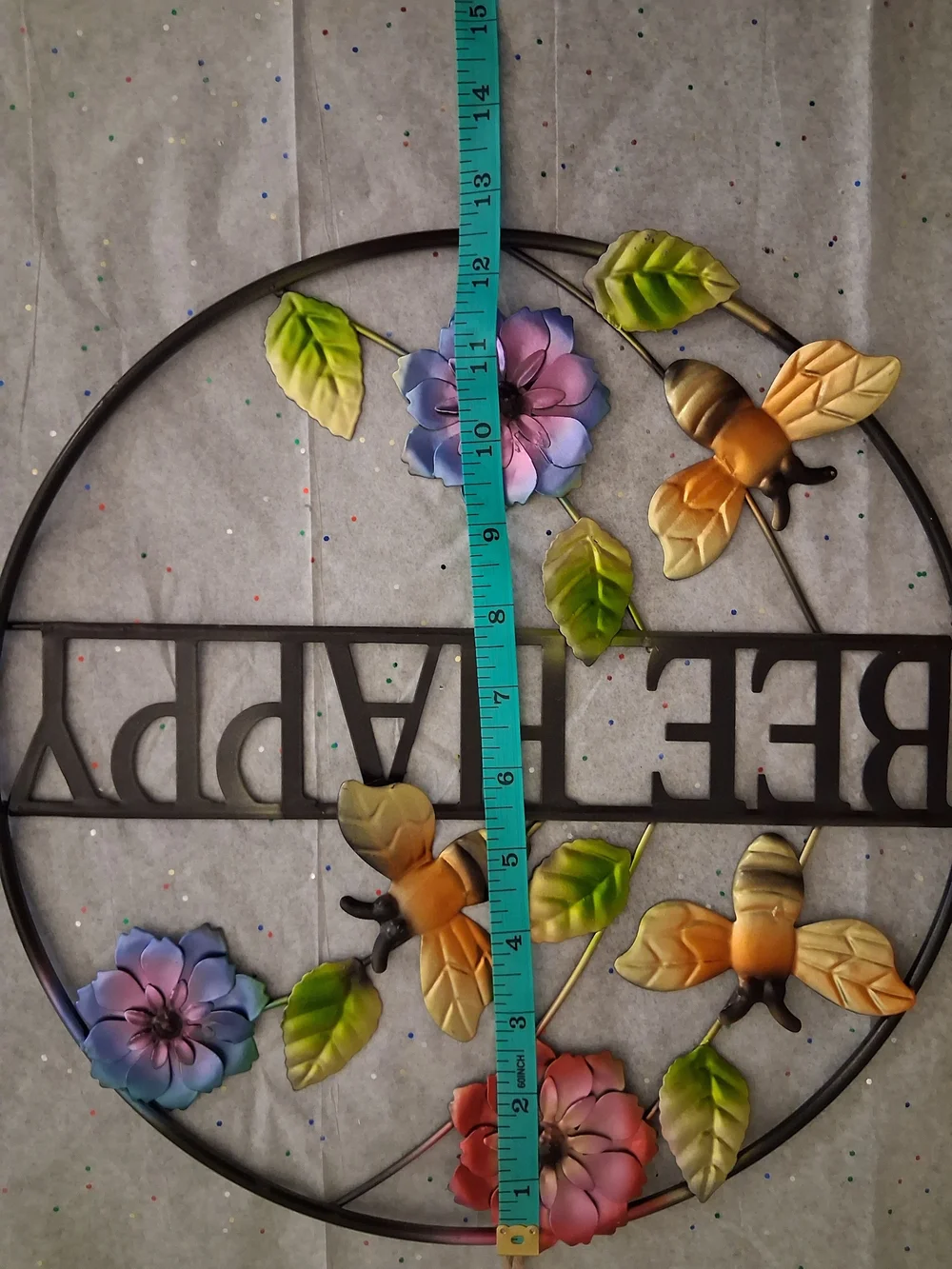 Bee Happy Metal Floral Hanging Decor - Multicolor
